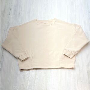 Mono B Cropped Cream Crew Neck Sweater Sz M